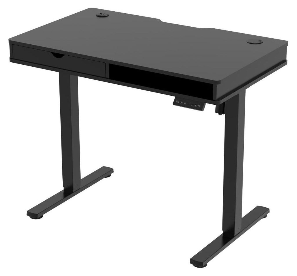 Czarne biurko elektryczne 100x60 cm z szufladą i USB Zdjęcie produktu 