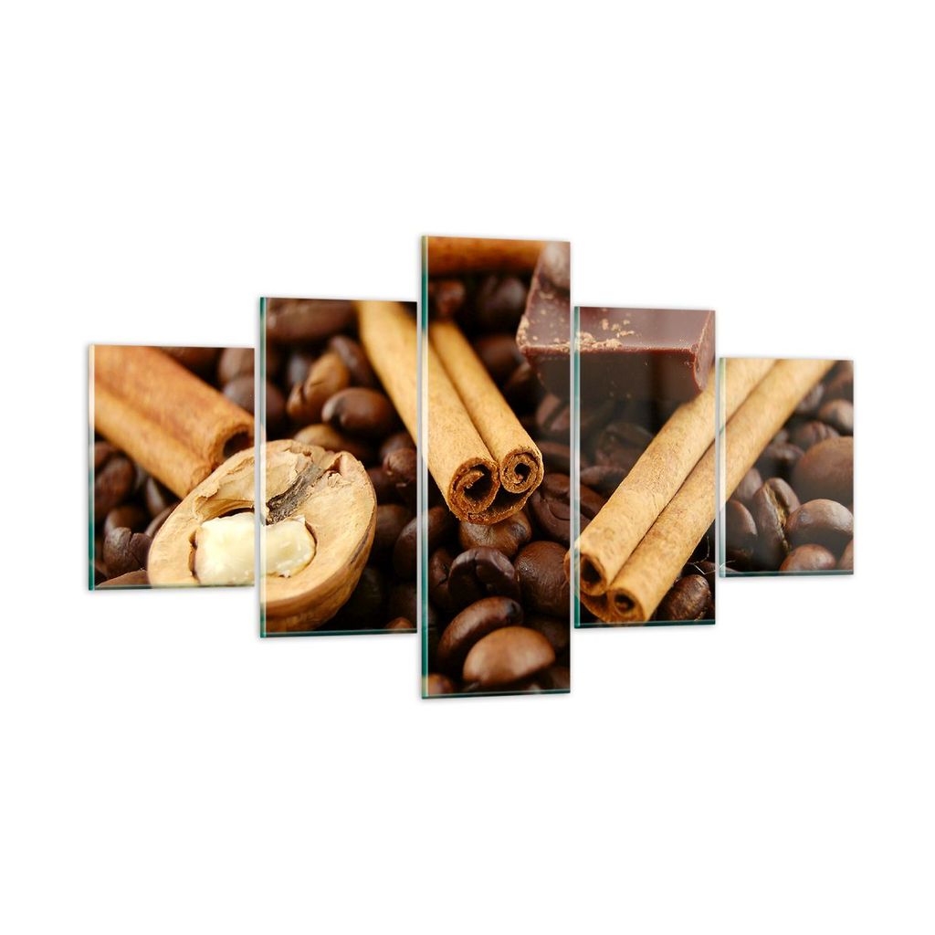 Bilder auf glas - Gerösteter Kaffee Aroma Schokolade - 125x70cm - Glasbilder - Wandbilder - Kunstdruck - Wanddekoration aus Glas - Glas Bilder - W...
