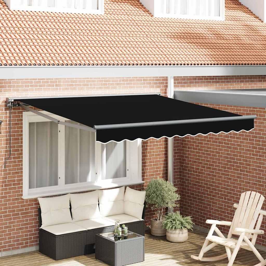 Einziehbare Markise Schwarz 350x250 cm Polyester