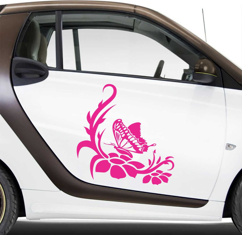 Aufkleber - Autoaufkleber-Set Rankelement Julia, 2 Stk. je 30cm x 31cm pink - Tuning Carystyling Heckscheibe Auto