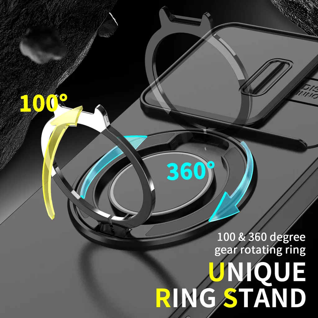 Custodia Oppo A40 Rosso con Ring Stand e Protezione Camera Slide - 5
