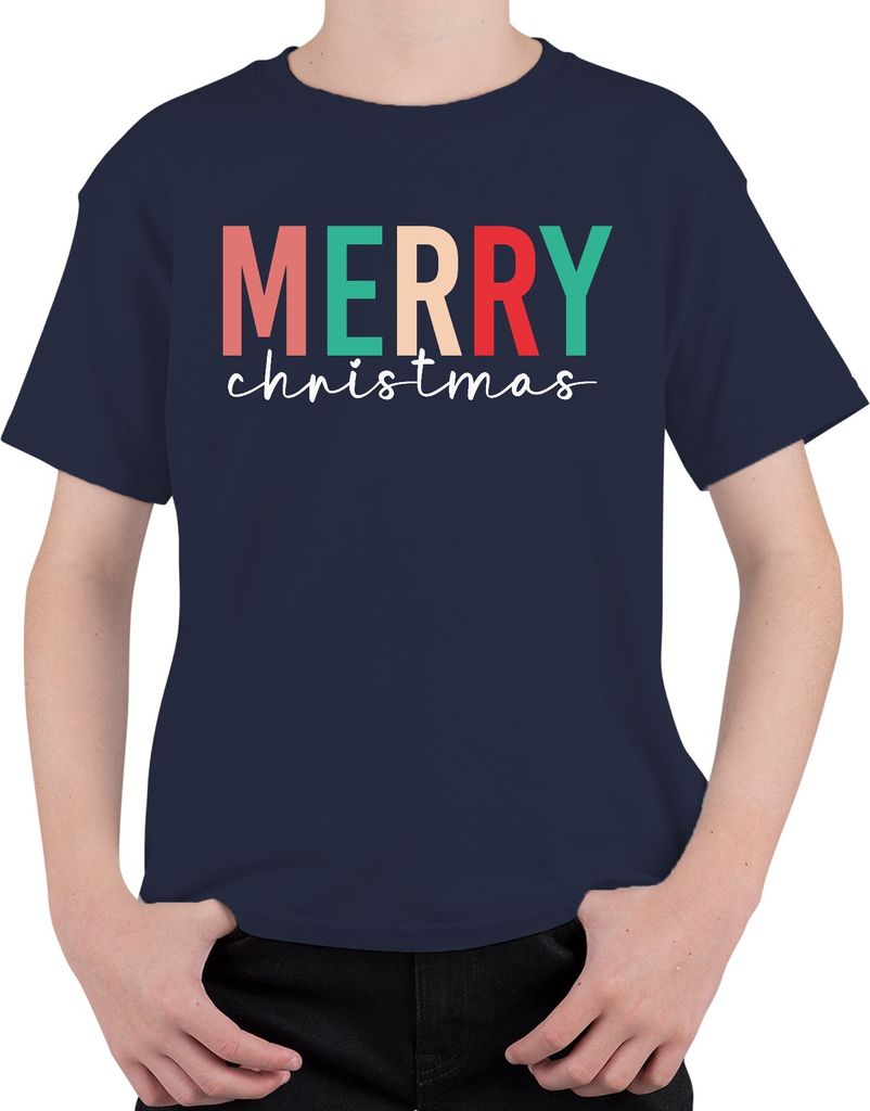 Merry Christmas Spruch - Weihnachten Weihnachtsgeschenk Christmas Uni Kinder T-Shirt, Navy, 104