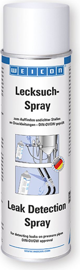 A can of Weicon Leak Detection Spray against a white background.