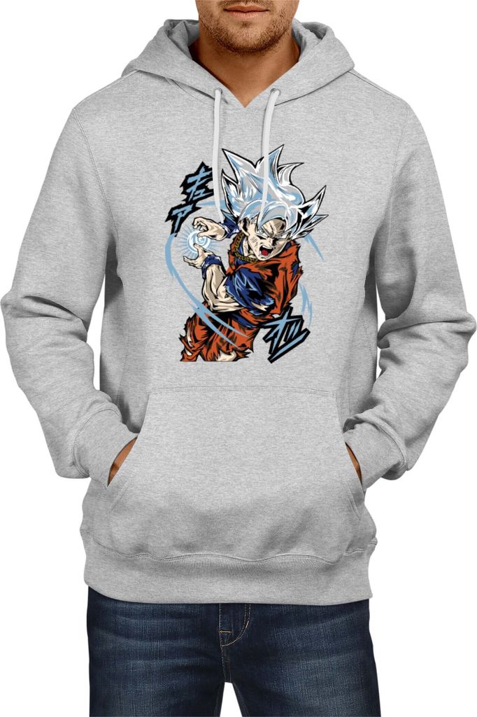 Herren Kapuzenpullover Dragon Anime Manga Ball Z Goku 40, Man XL / Grau