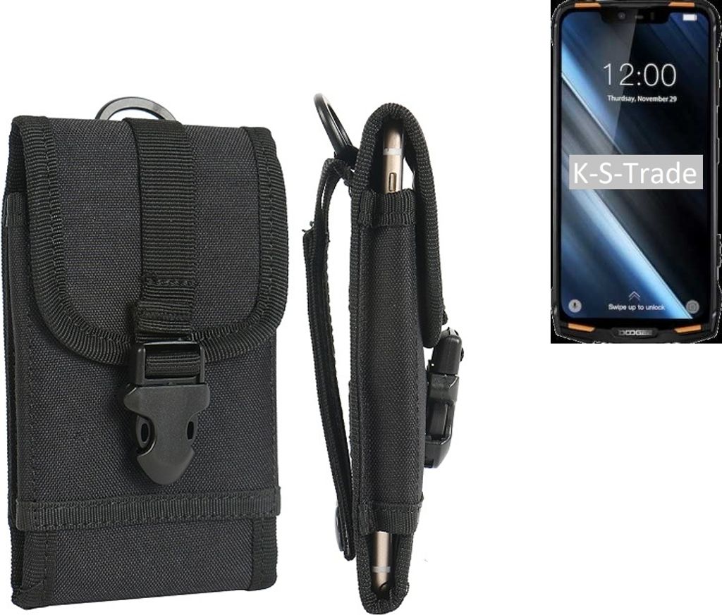 K-S-Trade Holster Handy Hülle kompatibel mit Doogee S90 Holster Handytasche Gürtel Tasche Schutz Hülle Robust Outdoor schwarz