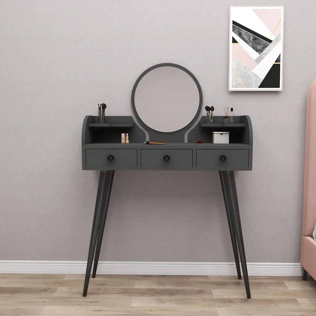 Grande Coiffeuse Anthracite Elegans - Meuble de Chambre Skye Decor