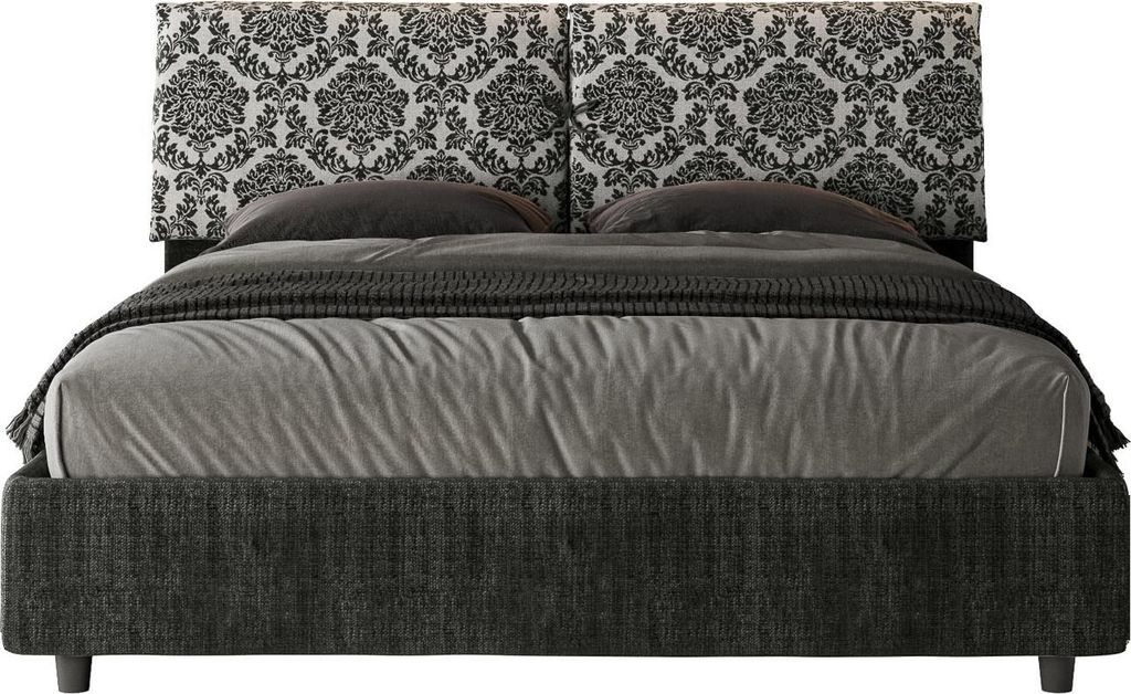 ITYHOME - Gepolstertes Bett mit Lattenrost 160x210 mit Stoffbezug Agata 8 Blau Mados