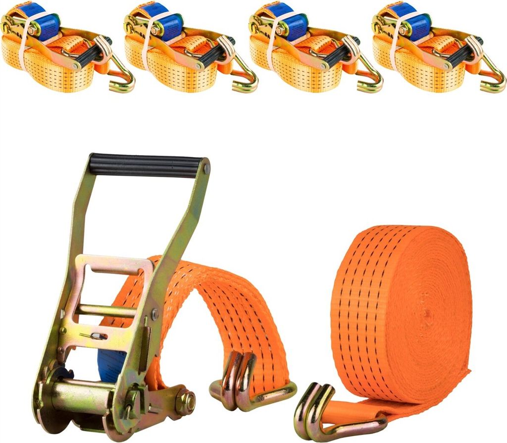 Safetytex 5x Spanngurt 8 Meter 50mm 5000kg 2tlg LKW Anhänger Zurrgurt orange