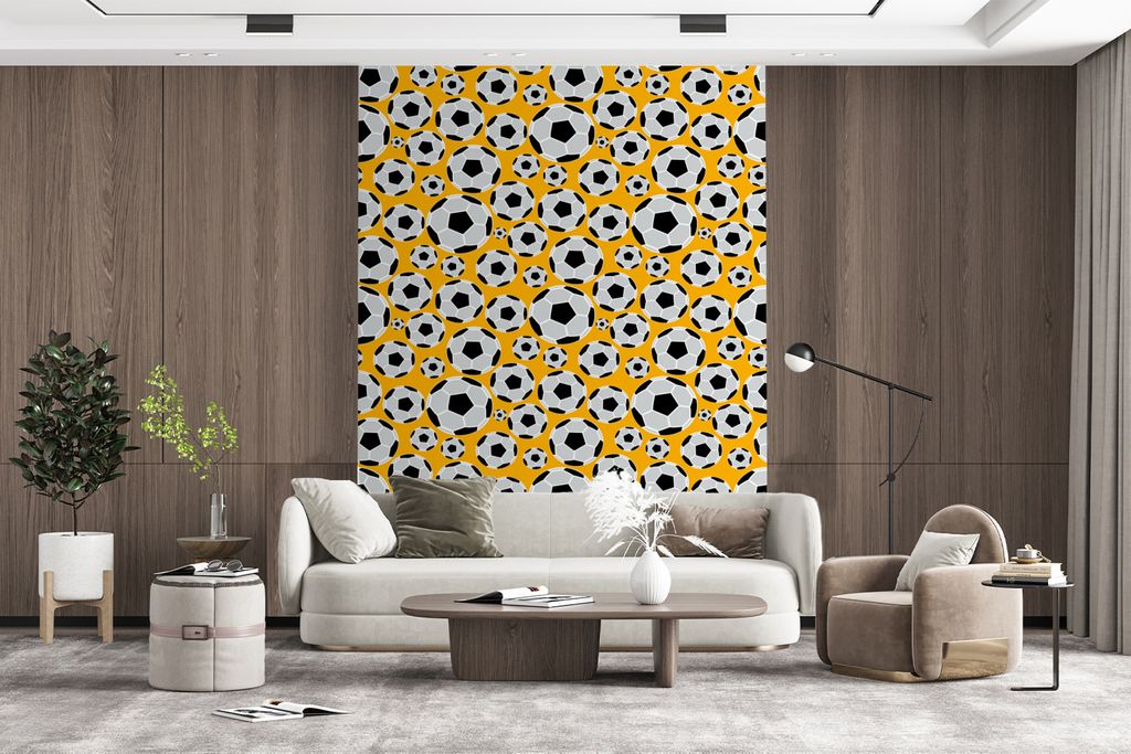 MuchoWow Fototapete für Wohnzimmer oder Schlafzimmer Wandtapete Vinyl Motivtapete Schnittmuster - Sport - Fußball - Jungen - Kinder - Junge - 1...
