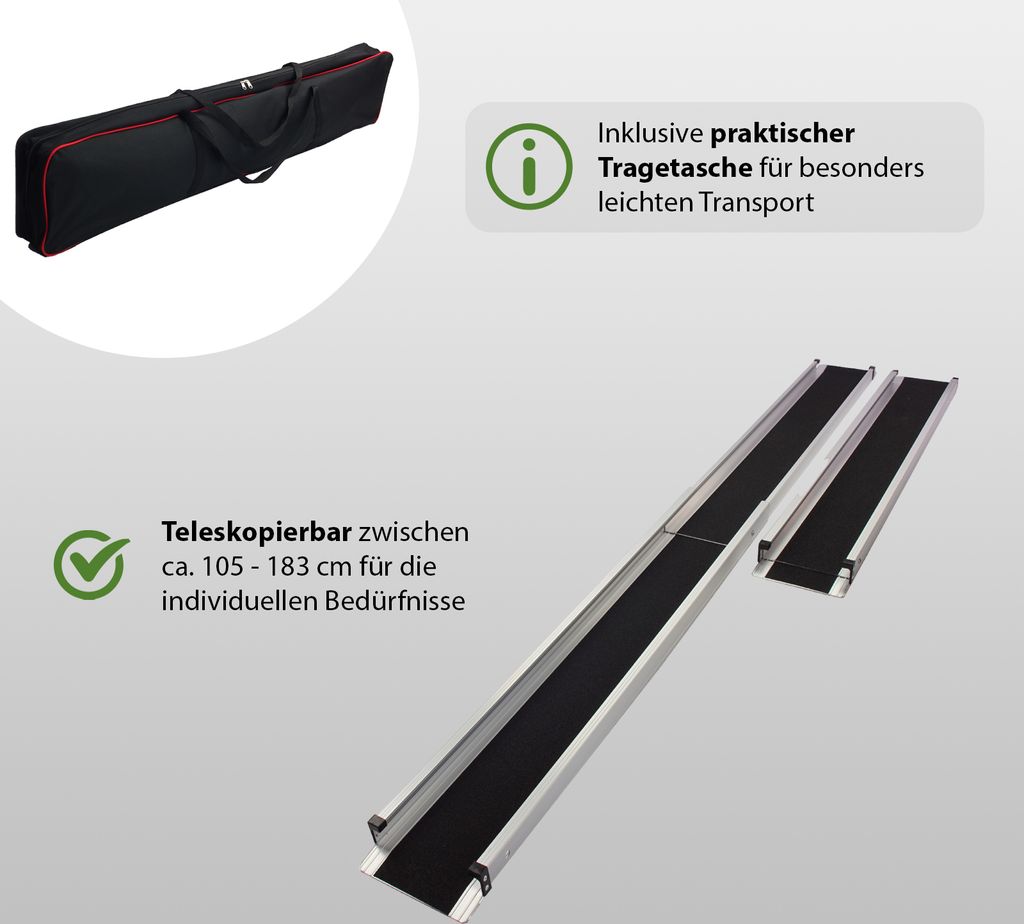 TRUTZHOLM 2 x Teleskoprampe 105-183cm Traglast 272 Alu grau Produktbild 8
