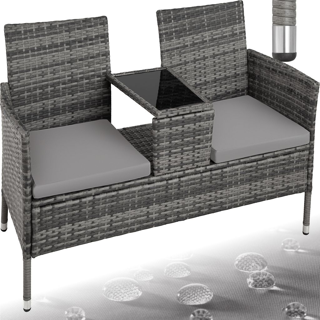 tectake® Rattan Gartensitzbank Narbonne 2-Sitzer, 133 x 63 Produktbild 