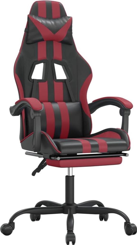 vidaXL Gaming-Stuhl mit Fußstütze Schwarz und Weinrot Kunstleder