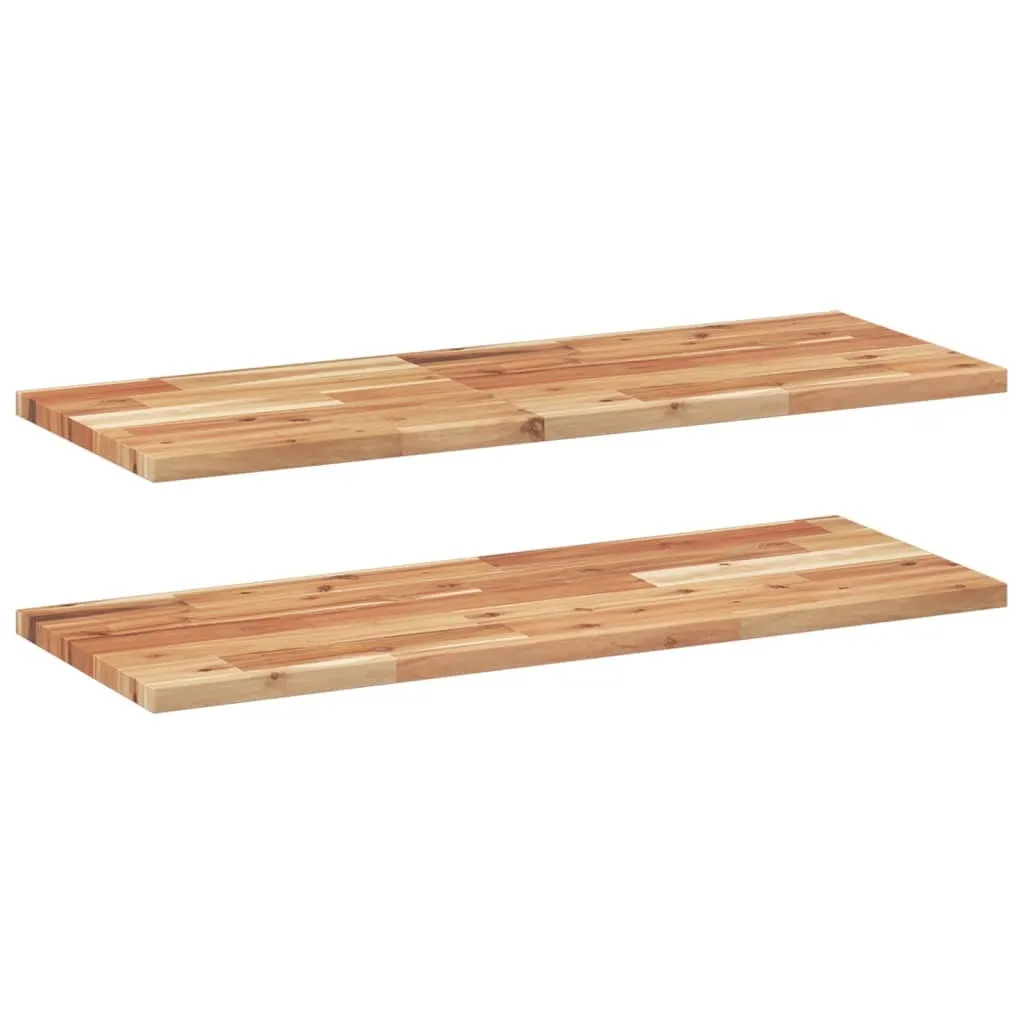 Offerta Set 2 Mensole Acacia 100x30x2 cm Legno Massiccio Oliato