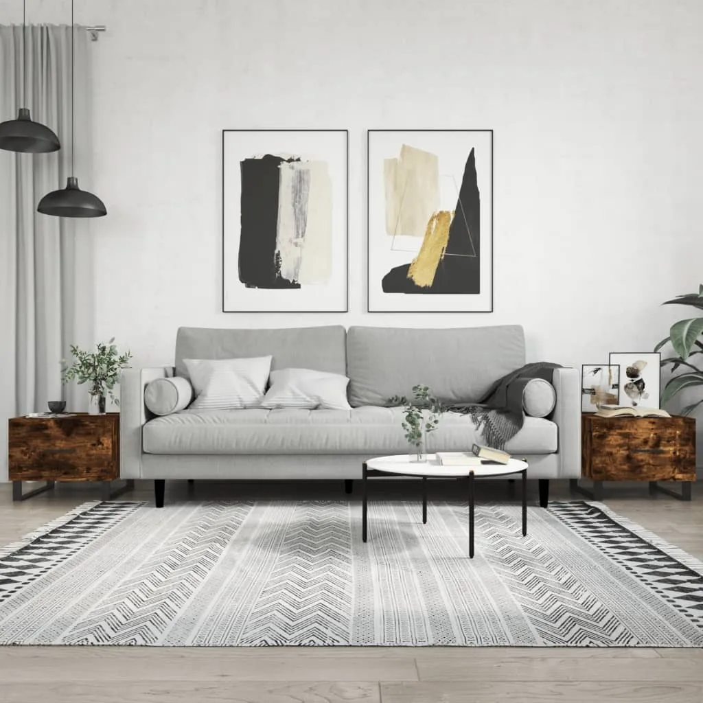 Set Tavolini Soggiorno 2 pz Rovere Affumicato 50x50 - Stile Industrial