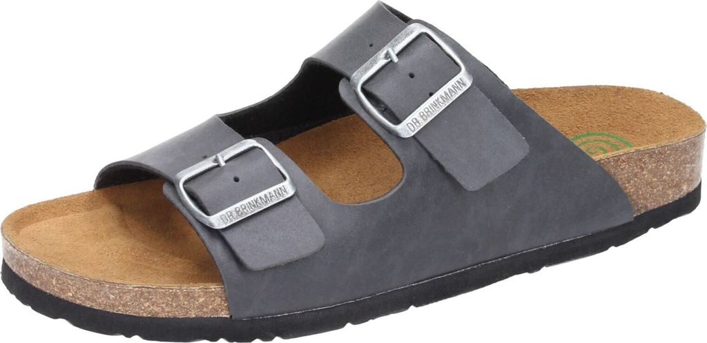 Dr. Brinkmann Damen Pantolette Uni Herren weiche Lederdecksohle 600275, Größe:41 EU, Farbe:Grau