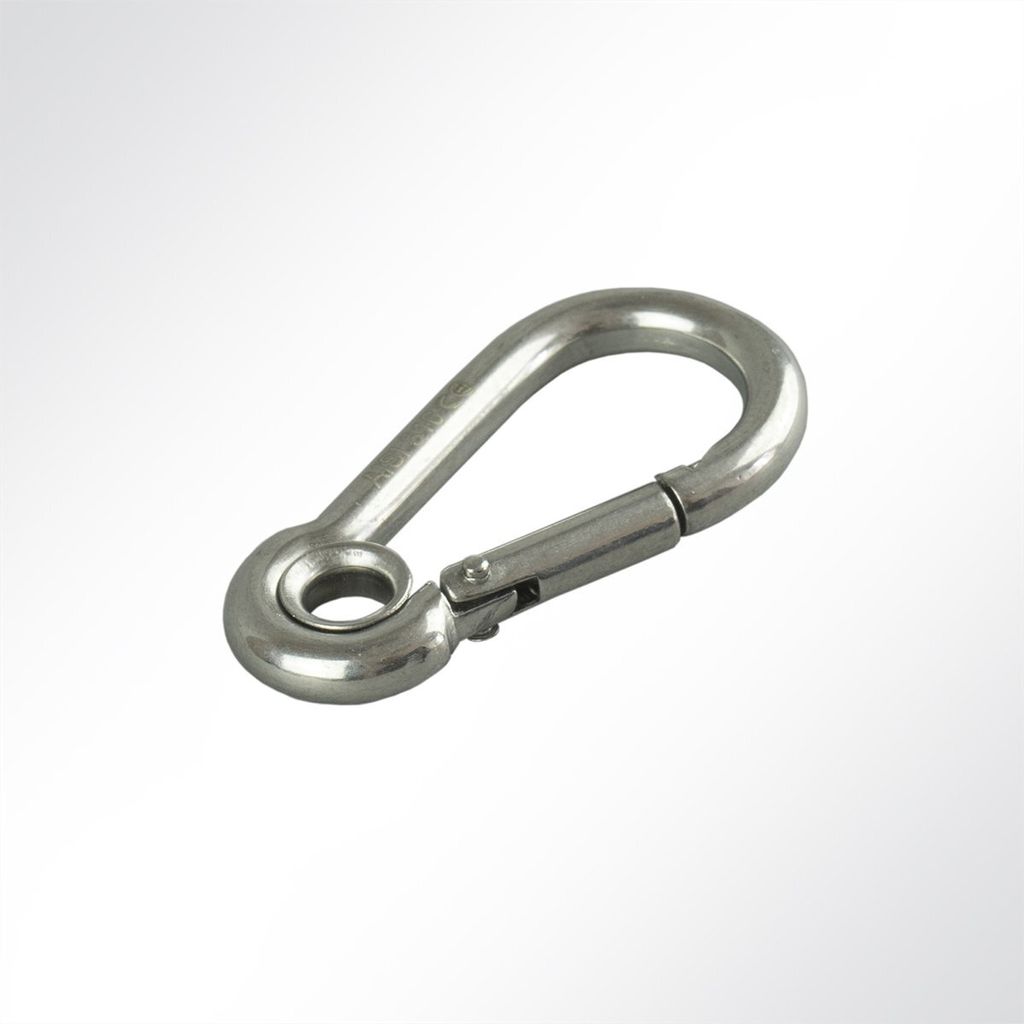 Lysel Karabinerhaken mit Ring, (L) 40mm in grau/nirosta (10 Stück)