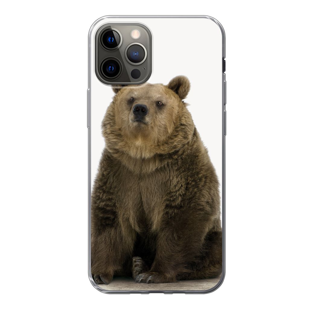 MuchoWow Handyhülle Schutzhülle Hülle für iPhone 12 Pro Braunbär - Tiere - Bär - Niedlich - Jungen - Mädchen Silikon Softcase Handy Hülle...