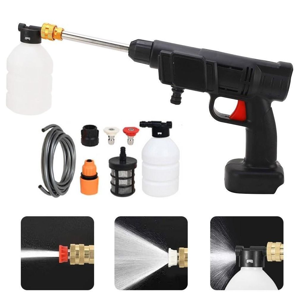 Tragbarer Hochdruckreiniger, 21V 2.8MPa Akku-tragbare Hochdruckreinigungsmaschine,5 m Schlauch,zur Autos,Gärten und Lagern