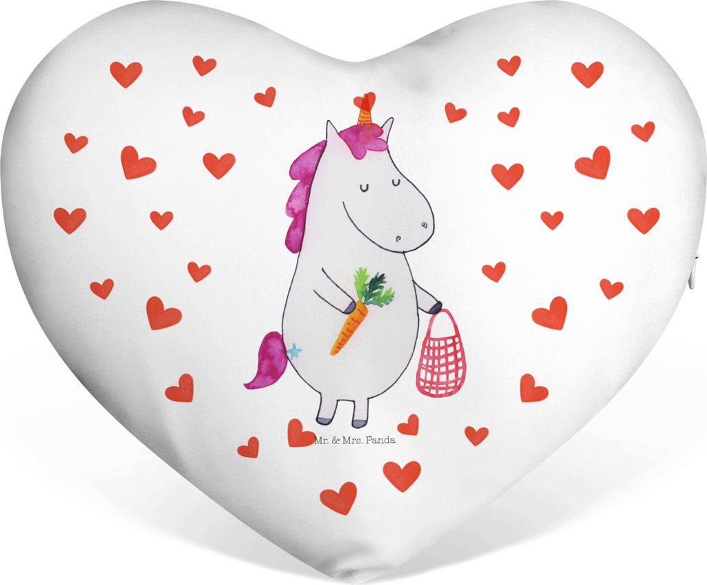 Mr. & Mrs. Panda Sofakissen Einhorn Vegan - Weiß - Geschenk, Kuschelkissen, Herzkissen, Unicorn, Veganer, Veganismus, Gesund essen, dekoartikel, D...