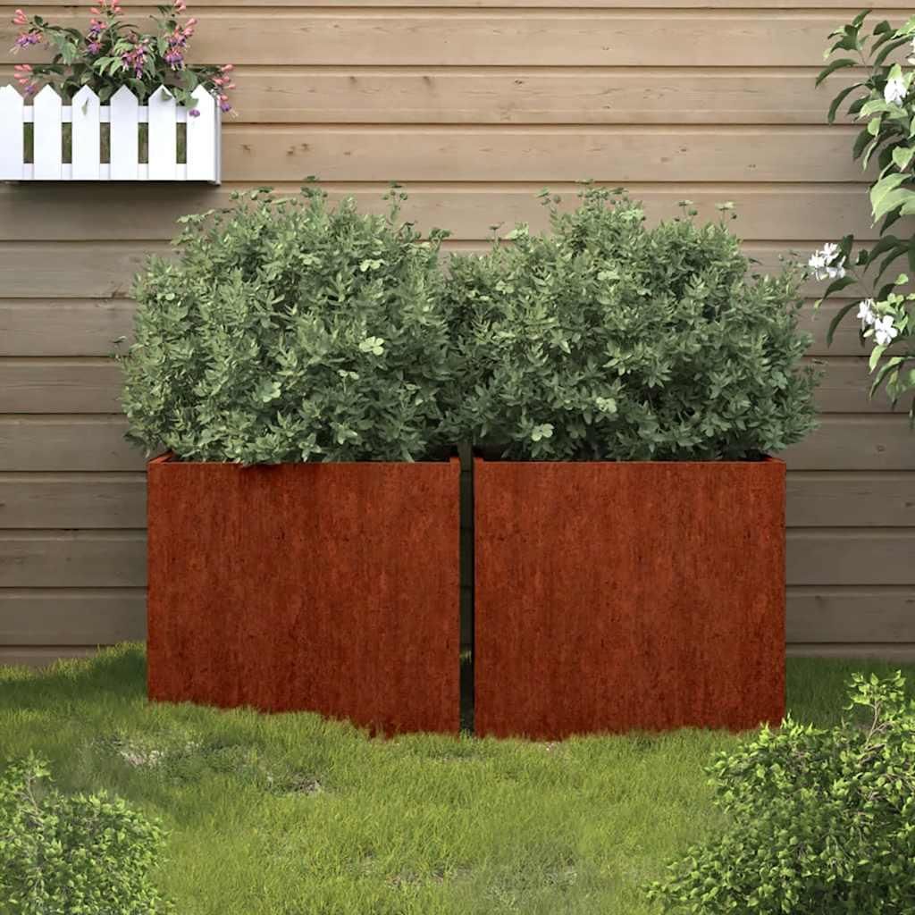 vidaXL Bac à plantes 2 pcs. 49x47x46 cm acier corten Image du produit 