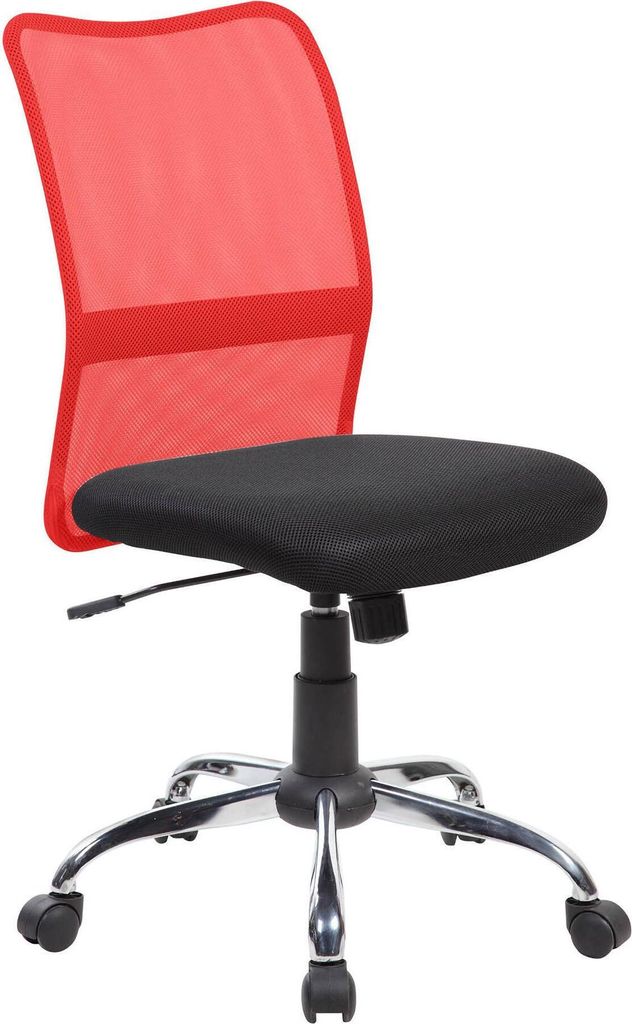 Bürostuhl Dana, Mesh-Arbeitsstuhl, Ergonomischer Bürositz, 57x46h90/100 cm, Schwarz und Rot