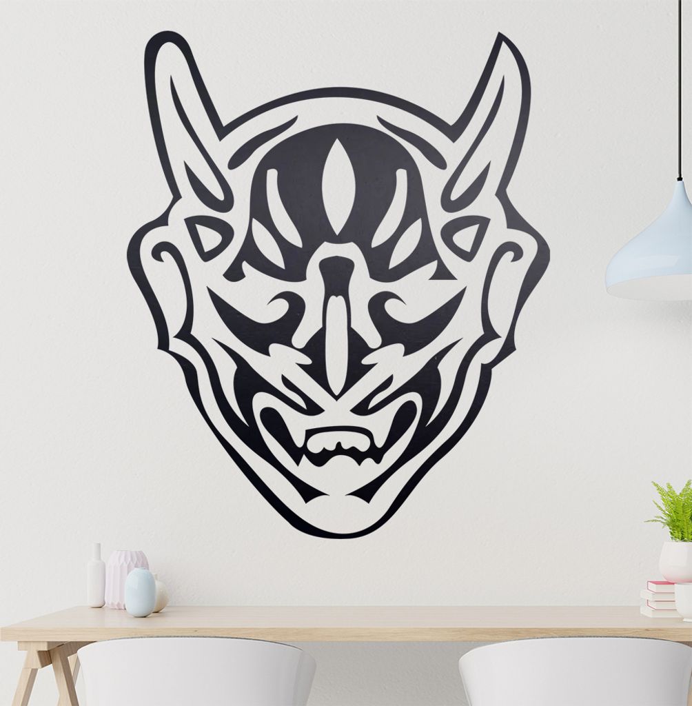 Teufel Maske Wandtattoo in 6 Größen - Wandaufkleber Wall Sticker - Dekoration, Küche, Wohnzimmer, Schlafzimmer, Badezimmer