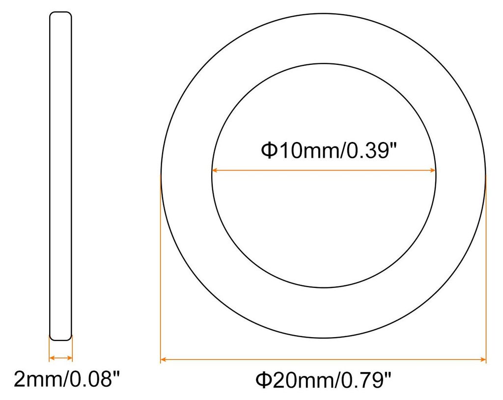 30 Stš¹ck Unterlegscheiben M10 x 20mm x 2mm Dichtringe Flach Dichtungsringe Spaltscheiben Sicherungsscheiben Beilagscheiben Messing Muttern fš¹...