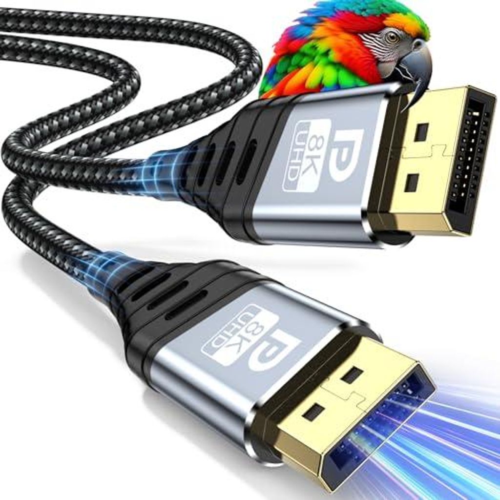 Displayport Kabel 1.4 2M - 8K DP Kabel 8K@60Hz, 4K@165Hz,2K@240Hz/165Hz/144Hz, HBR3 32.4Gbps, HDR, DSC 1.2, HDCP 2.2, G-Sync&FreeSync, Displayport-...