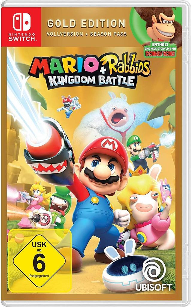 The cover art for the video game Mario & Rabbids Kingdom Battle - Gold Edition.