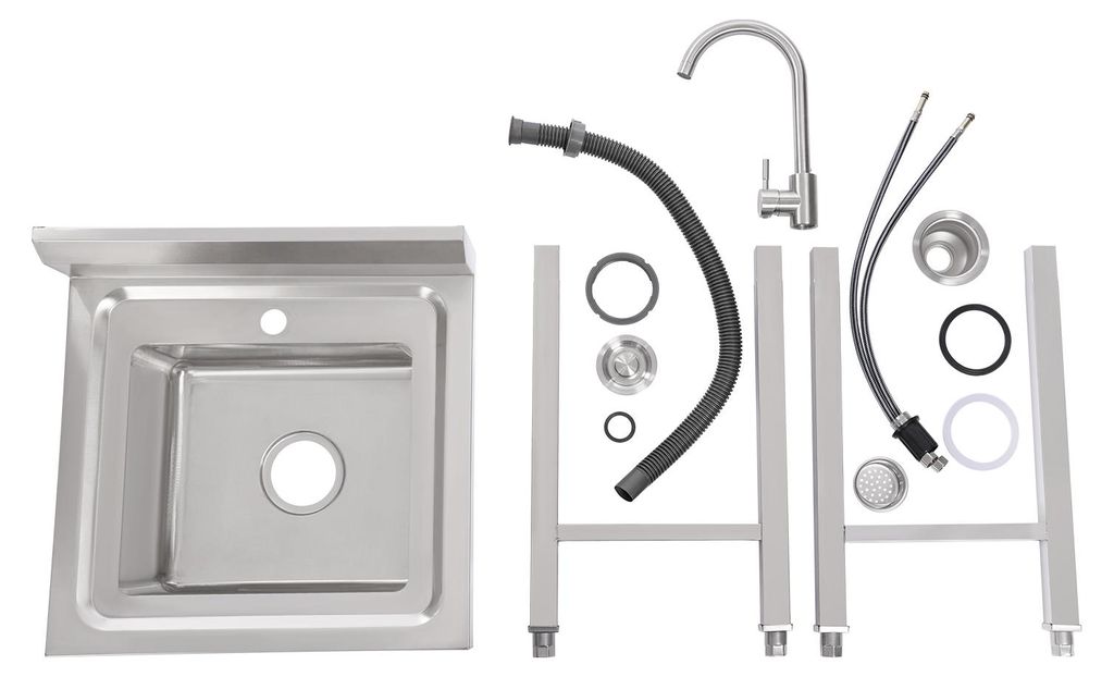 Küchenspüle, Edelstahl, Einzelbecken-Design, Silber