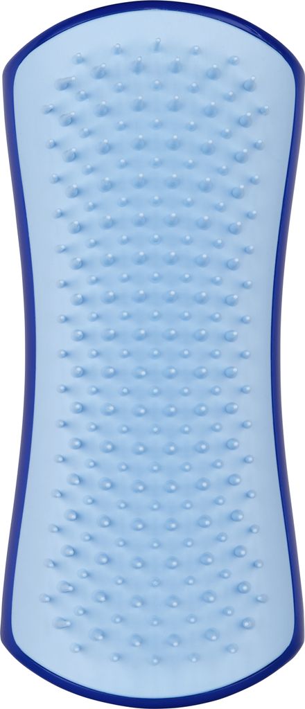 A light blue pet grooming brush with a dark blue border, shown against a white background.