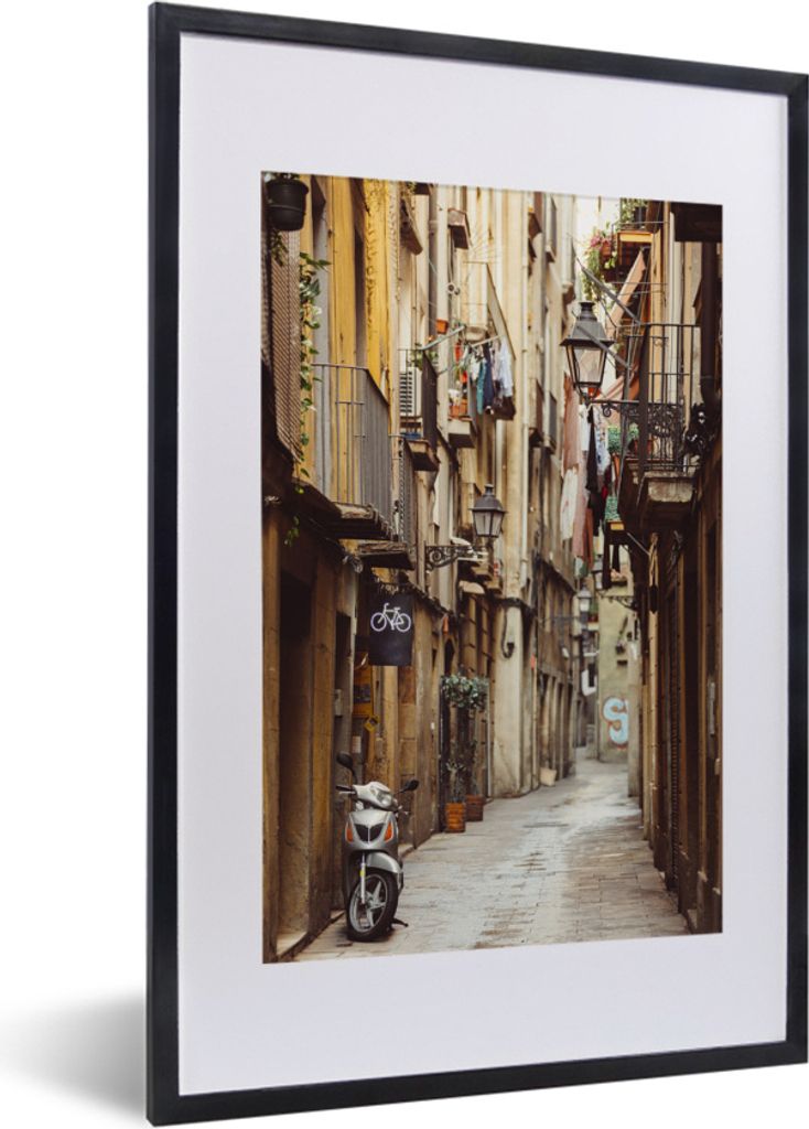 MuchoWow MuchoWow Gerahmtes Poster Fahrspur - Barcelona - Spanien 40x60 cm - Poster mit zchwarzem Bilderrahmen - Poster in Rahmen