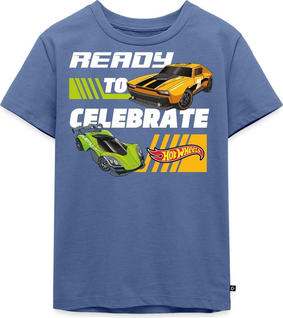 Spreadshirt Hot Wheels Geburtstagsdesign Ready To Celebrate Kinder Premium T-Shirt, 110/116 (4 Jahre), Taubenblau