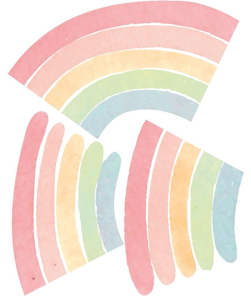 Vorgekleisterte Vliestapete mit großflächigen Wandbildern – Regenbogen-Pastell-Design – 150 x 120 cm