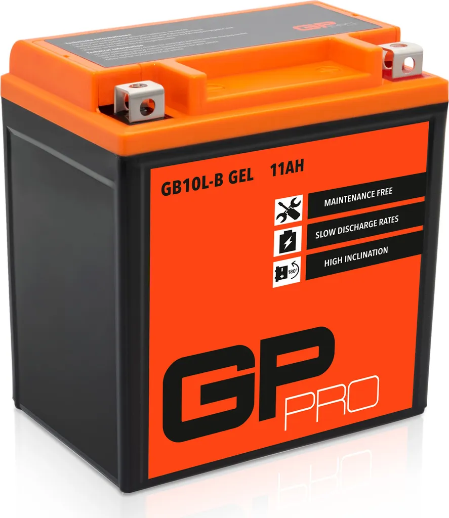 Batteria al gel GP-PRO 12V 11Ah GB10L-B batteria per scooter / moto, senza manutenzione, sigillata e precaricata simile a YB10L-A2 / YB10L-B2 / CB10L-B2