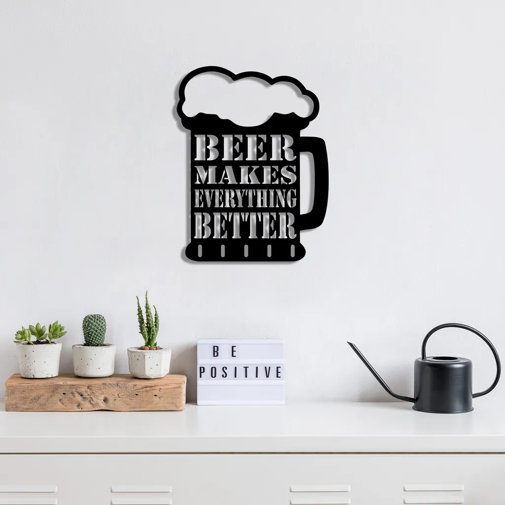 Quadro Metallo Nero Wallity Birra TNL1586 35x45 cm Arredo Moderno