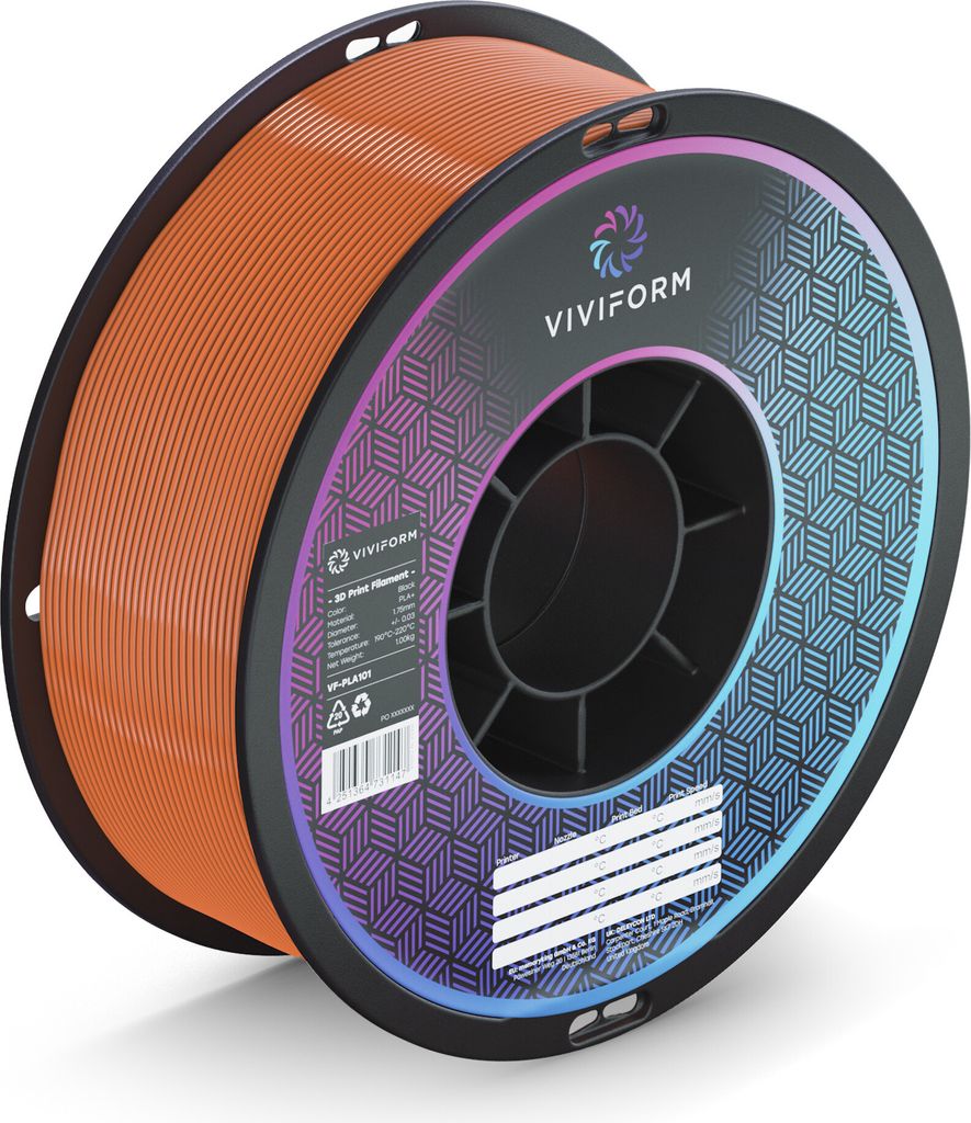 Viviform PLA+ Filament für 3D Drucker, 1kg Rolle, Durchmesser 1,75mm +/- 0,03mm, Orange