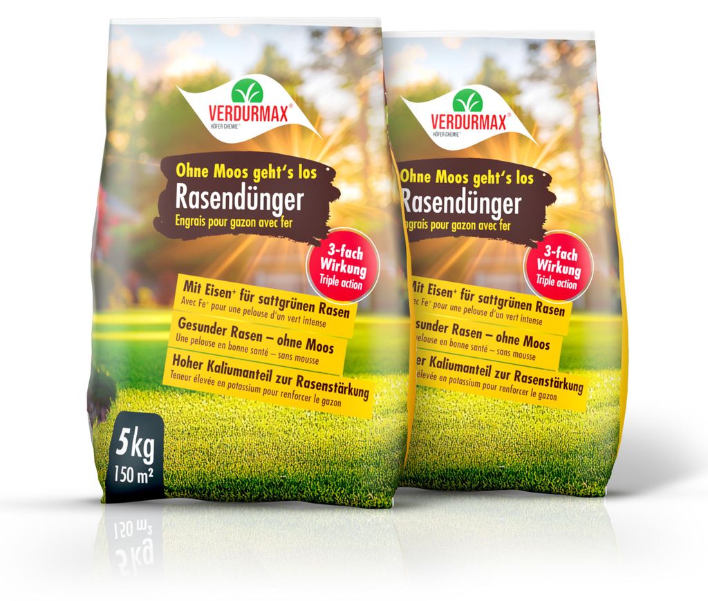 2x5 kg VERDURMAX Rasendünger mit Eisen - Ohne Moos geht ́s los