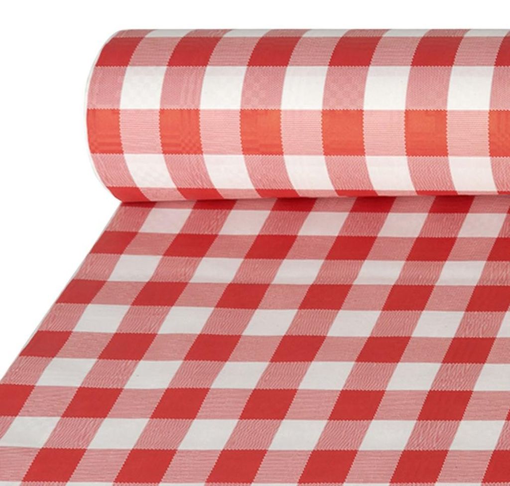Papiertischtuch mit Damastprägung 50 m x 1 m rot "Vichy Produktbild 