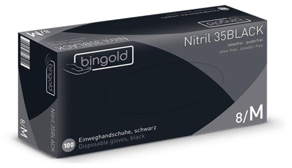 BINGOLD Nitril 35 Schwarz Einweghandschuhe puderfrei 100 Produktbild 