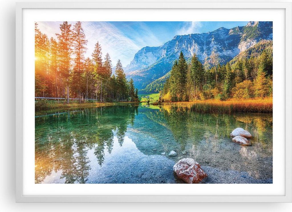 Gerahmtes Poster - Weißer Rahmen - Landschaft Berge Produktbild 