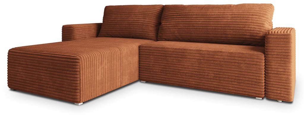 Masseno Ecksofa CALTI T mit Schlaffunktion L-Form, Sofa mit Bettkasten, Wohnzimmersofa, Couch, Soffa, Bettsofa, Couchgarnitur- Braun, TILIA 52