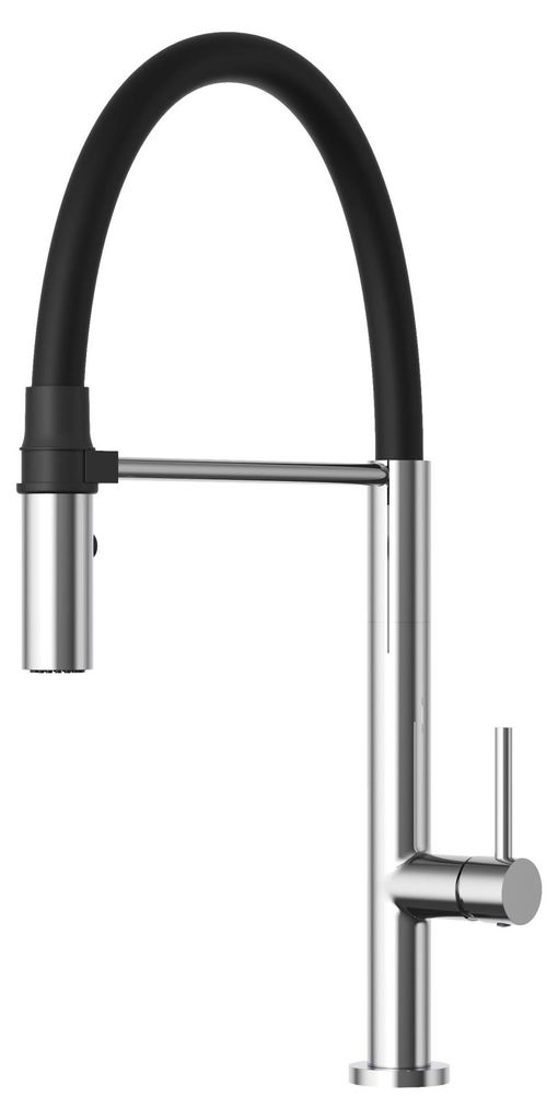 Granitan | Küchenarmatur - Hoch - Bogen - Magnethalter - Flexible - Schwarz und Silber - Wasserhahn Küchen - Keramikkopf - SCALA