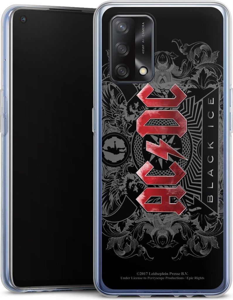 DeinDesign Handyhülle für Oppo A74 Silikon Hülle Case Smartphone Schutzhülle ACDC Black Ice Fanartikel