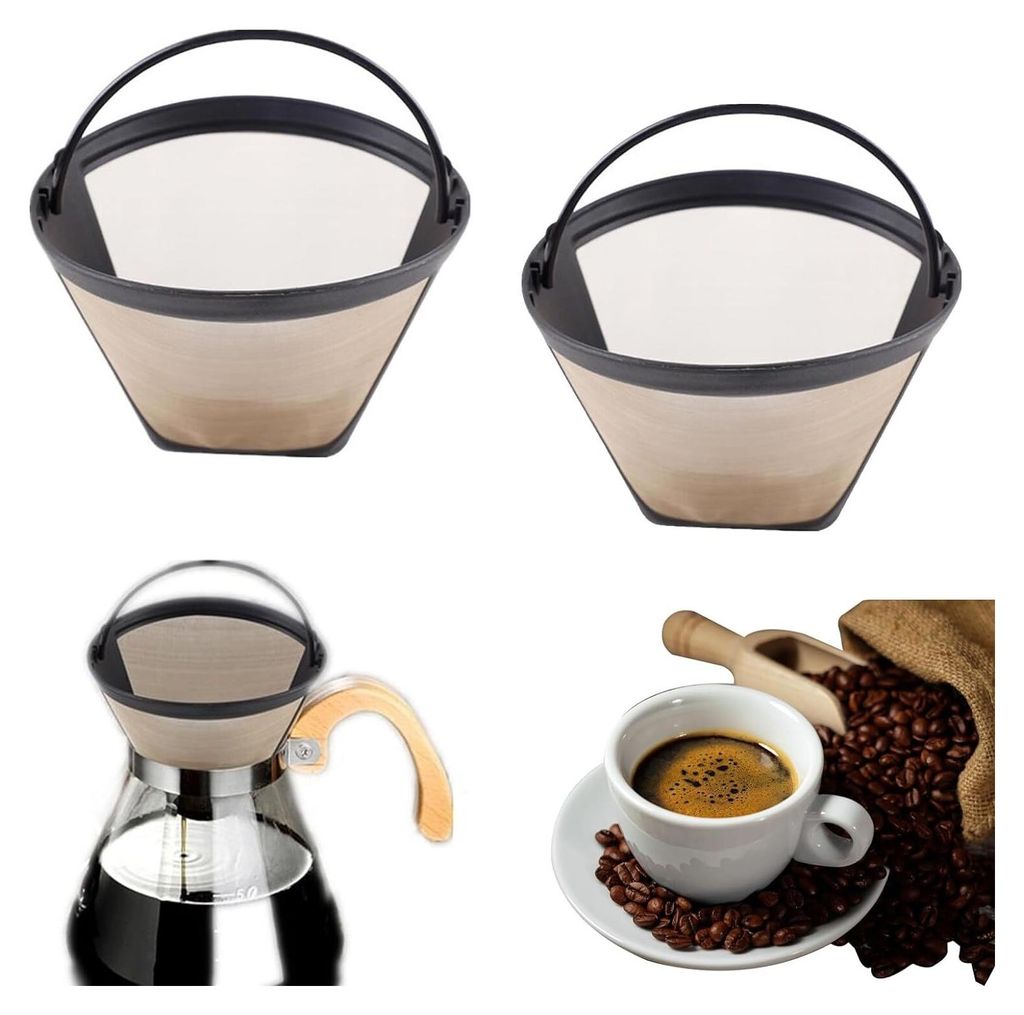 2 Stück Kaffeefilter Größe 4 Edelstahl Wiederverwendbar Produktbild 