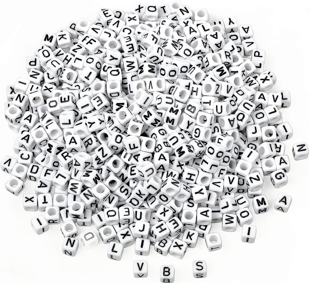 VBS XXL Buchstabenperlen "Weiß", ca. 6 mm, 175 g, Produktbild 