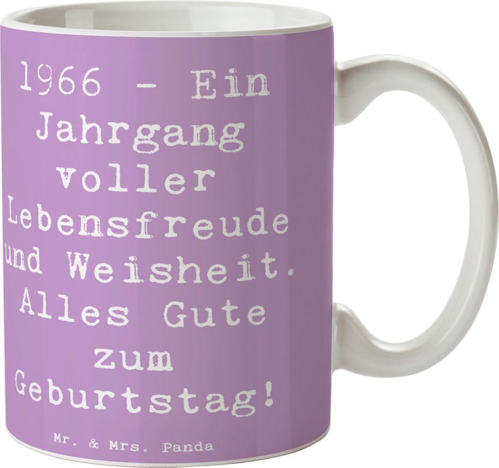 Mr. & Mrs. Panda Becher Spruch 1966 Geburtstag - Lavendeltraum - Geschenk, Tasse, Keramiktasse, Nostalgie, Feier, Kaffeetasse, Happy Birthday, Gebu...