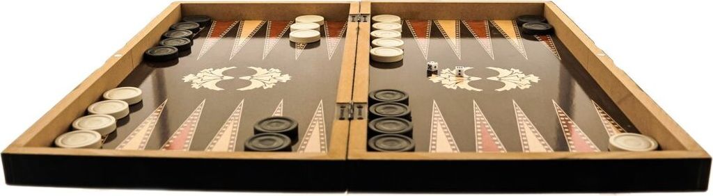 A backgammon board game set.