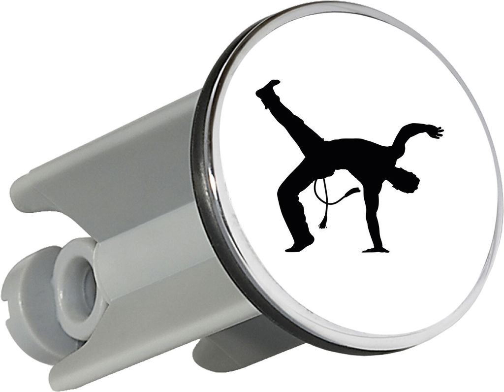Huuraa Waschbeckenstöpsel Capoeira Silhouette 4cm höhenverstellbar Abflussstopfen Geschenkidee