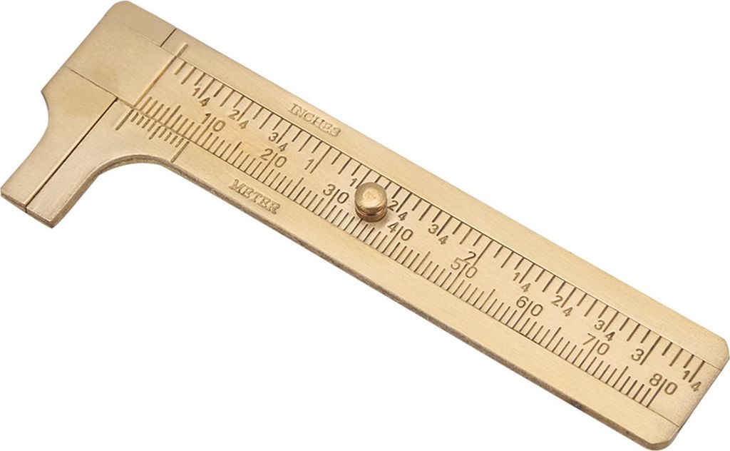 1 Stück Messing-Schiebelehre, Nonius-Messschieber, Messwerkzeug, Doppelskala mm/Zoll (80 mm)
